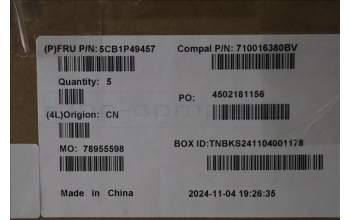 Lenovo 5CB1P49457 C-Cover with keyboard, Italian, Cloud Grey, Non-Backlight, FingerPrint, UK