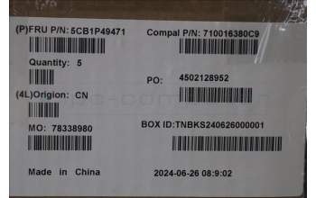 Lenovo 5CB1P49471 C-Cover with keyboard, Switzerland, Cloud Grey, Non-Backlight, FingerPrint, UK