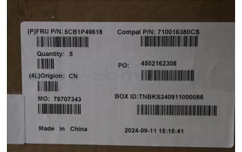 Lenovo 5CB1P49618 C-Cover with keyboard, Portuguese, Cloud Grey, Non_Backlight, Non_FingerPrint