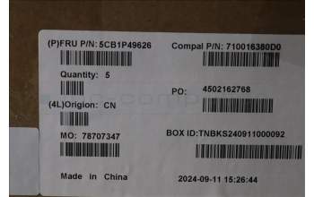 Lenovo 5CB1P49626 C-Cover with keyboard, Belgian, Cloud Grey, Non-Backlight, Non-FingerPrint, UK