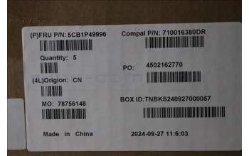 Lenovo 5CB1P49996 C-Cover with keyboard, German, Abyss Blue, Non_Backlight, FingerPrint