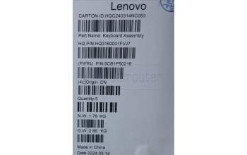 Lenovo 5CB1P50216 COVER Upper Case ASM BUL H83E2 LG PST