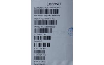 Lenovo 5CB1P50222 COVER UpperCase ASM EUROENG H83E2 LG PST