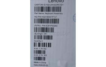 Lenovo 5CB1P50263 C-Cover with keyboard, Italian, Luna Grey, UK
