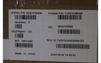 Lenovo 5CB1P55540 C-Cover with keyboard, Portuguese, Luna Grey, RGB Backlight, UK