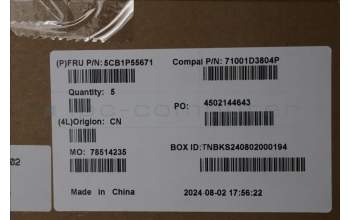 Lenovo 5CB1P55671 C-Cover with keyboard, French Arabic, Luna Grey, RGB Backlight, UK