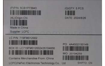 Lenovo 5CB1P73943 C-Cover with keyboard, Thai, Storm Grey, Non-Fingerprint, US