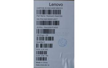 Lenovo 5CB1P74332 C-Cover with keyboard, Portuguese, Luna Grey, FingerPrint, UK