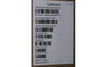 Lenovo 5CB1P74337 C-Cover with keyboard, Russian, Luna Grey, FingerPrint, US