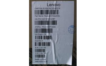 Lenovo 5CB1P74345 C-Cover with keyboard, Hungarian, Luna Grey, FingerPrint, UK