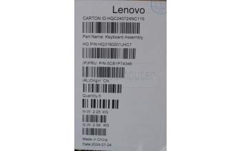 Lenovo 5CB1P74346 C-Cover with keyboard,Nordic,Luan Grey,FingerPrint