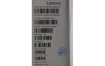 Lenovo 5CB1P74354 C-Cover with keyboard, French Arabic, Luna Grey, FingerPrint, UK