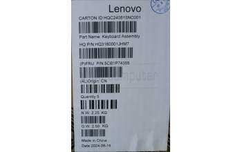Lenovo 5CB1P74355 C-Cover with keyboard, Ukraine, Luna Grey, FingerPrint
