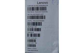 Lenovo 5CB1P85694 C-Cover with keyboard, Belgian, Luna Grey, FingerPrint, UK