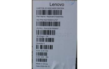 Lenovo 5CB1P85697 C-Cover with keyboard, Czech Slovakian, Luna Grey, FingerPrint, UK