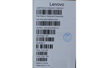 Lenovo 5CB1P85714 C-Cover with keyboard, Russian, Luna Grey, FingerPrint, US