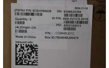 Lenovo 5CB1P89838 C-Cover with keyboard, Italian, Cloud Grey, Backlight, UK