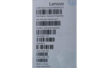 Lenovo 5CB1Q43239 C-Cover with keyboard, German, Luna Grey, Fingerprint, UK