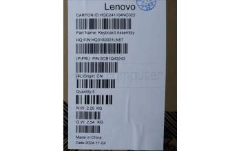 Lenovo 5CB1Q43243 C-Cover with keyboard, Greek, Luna Grey, Fingerprint, US