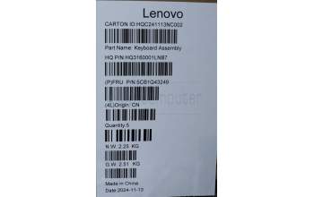 Lenovo 5CB1Q43249 C-Cover with keyboard, Slovenian, Luna Grey, Fingerprint, UK