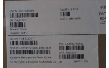 Lenovo 5CB1Q43260 C-Cover with keyboard, Arabic, Luna Grey, Backlight, US