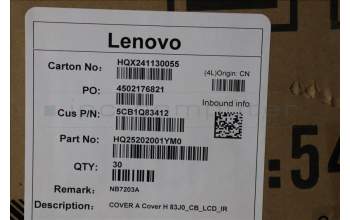 Lenovo 5CB1Q83412 A-Cover, 83J0, Cosmic Blue, LCD_IR