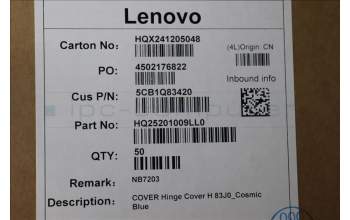 Lenovo 5CB1Q83420 Hinge Cover, 83J0, Cosmic Blue