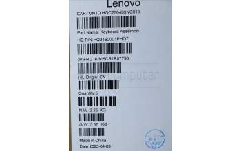 Lenovo 5CB1R07796 C-Cover with keyboard, French, Luna Grey, Backlight, 4CELL, US