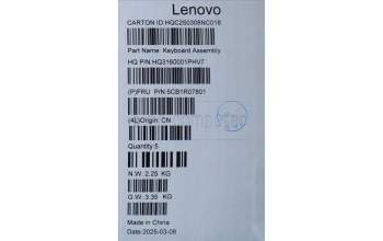 Lenovo 5CB1R07801 C-Cover with keyboard, Hebrew, Luna Grey, Backlight, 4CELL, US