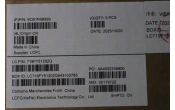 Lenovo 5CB1R08999 C-Cover with keyboard, Hebrew, Luna Grey, Backlight, US