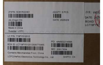 Lenovo 5CB1R22351 C-Cover with keyboard, Arabic, Luna Grey, Non-Backlight, US