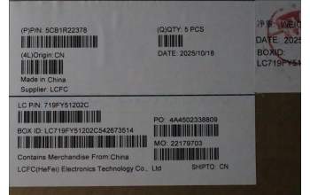 Lenovo 5CB1R22378 C-Cover with keyboard, Italian, Luna Grey, Non-Backlight, UK