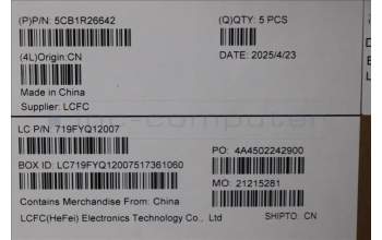 Lenovo 5CB1R26642 C-Cover with keyboard, Hebrew, Luna Grey, Non-Backlight, US