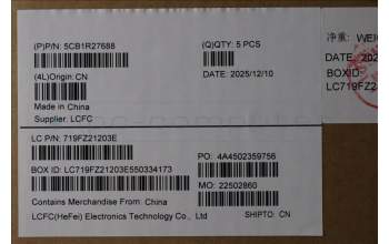 Lenovo 5CB1R27688 C-Cover with keyboard, Slovenian, Luna Grey, Non-Backlight, UK