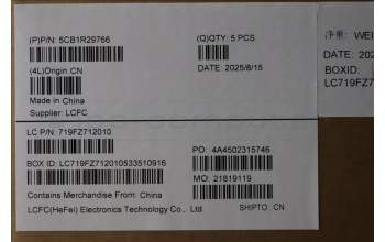 Lenovo 5CB1R29766 C-Cover with keyboard, Portuguese, Luna Grey, Non-Backlight, UK