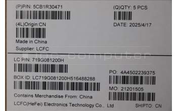 Lenovo 5CB1R30471 C-Cover with keyboard, English, Luna Grey, Non-Backlight, US