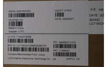 Lenovo 5CB1R37533 C-Cover with keyboard, US English Euro, Arctic Grey, Backlight, US