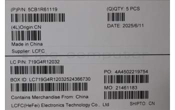 Lenovo 5CB1R61119 C-Cover with keyboard, Slovenian, Luna Grey, DIS, UK