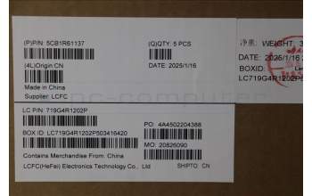 Lenovo 5CB1R61137 C-Cover with keyboard, German, Luna Grey, UMA, UK