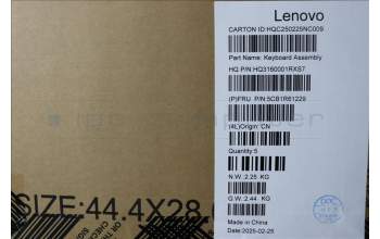 Lenovo 5CB1R61229 C-Cover with keyboard, German, Luna Grey, FingerPrint, Puresight Logo, UK