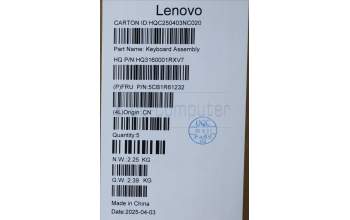 Lenovo 5CB1R61232 C-Cover with keyboard, Portuguese, Luna Grey, FingerPrint, Puresight Logo, UK