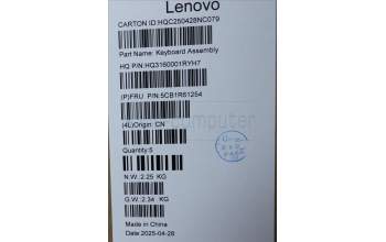 Lenovo 5CB1R61254 C-Cover with keyboard, Italian, Luna Grey, Non-FingerPrint, Puresight Logo, UK