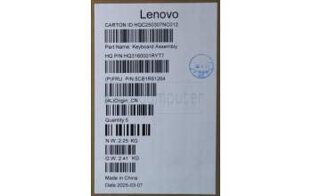 Lenovo 5CB1R61264 C-Cover with keyboard, Slovenian, Luna Grey, Non_FingerPrint, Puresight Logo