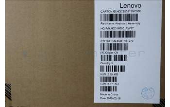 Lenovo 5CB1R61270 C-Cover with keyboard, UK English, Luna Grey, Non-FingerPrint, Puresight Logo, UK