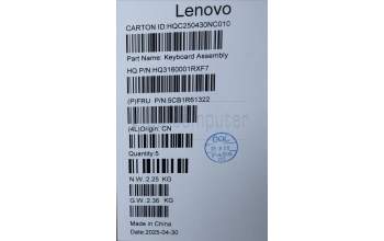 Lenovo 5CB1R61322 C-Cover with keyboard, Greek, Seashell, Non-FingerPrint, Puresight Logo, US