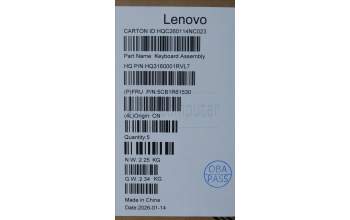 Lenovo 5CB1R61530 C-Cover with keyboard, Spanish, Luna Grey, FingerPrint, Non-Puresight Logo, UK