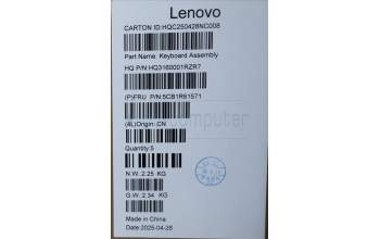 Lenovo 5CB1R61571 C-Cover with keyboard, Belgian, Luna Grey, Non-FingerPrint, Non-Puresight Logo, UK