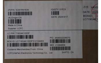 Lenovo 5CB1R61639 C-Cover with keyboard, Arabic, Luna Grey, Puresight Logo, Screw, US