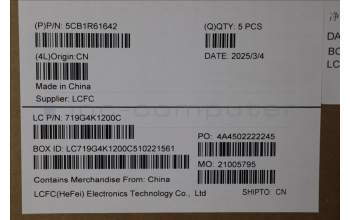 Lenovo 5CB1R61642 C-Cover with keyboard, Bulgarian, Luna Grey, Puresight Logo, Screw, UK