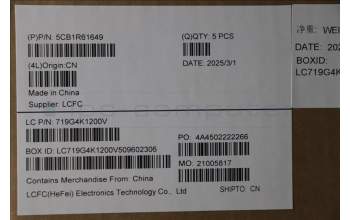 Lenovo 5CB1R61649 C-Cover with keyboard, German, Luna Grey, Puresight Logo, Screw, UK